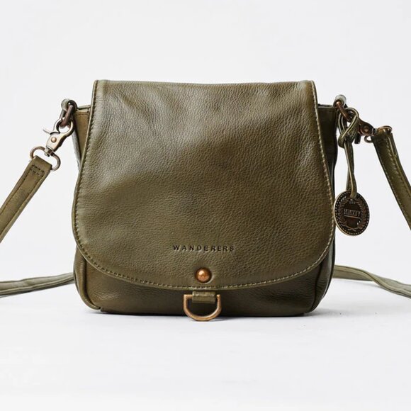 Wanderers Travel Co Handbags - Leather Crossbody Bag in Olive: The Salzburg